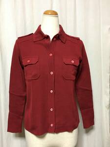 PRADA Prada cotton / cotton knitted cut and sewn / shirt . chapter attaching dark red series 40 secondhand goods Italy made 