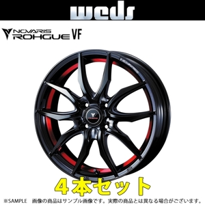 WEDS ウェッズ NOVARIS ROHGUE VF 15x4.5 45 4H/100 ピアノブラック/レッドライン アルミ ホイール 4本 40061 トラスト企画 (179132996