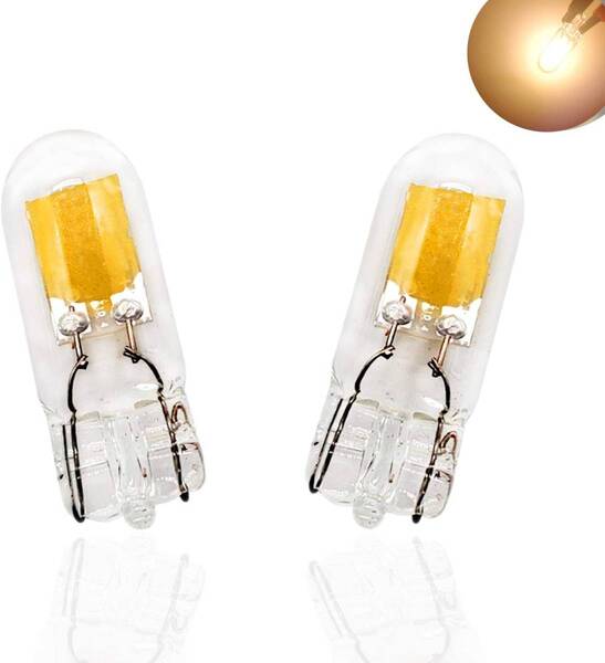 『送料無料』T10 LED ポジション用 LED 電球色 ワームホワイト 暖かい白 高光度ハイスペック 2個 12V/1W ランプ Ho ライト バルブ