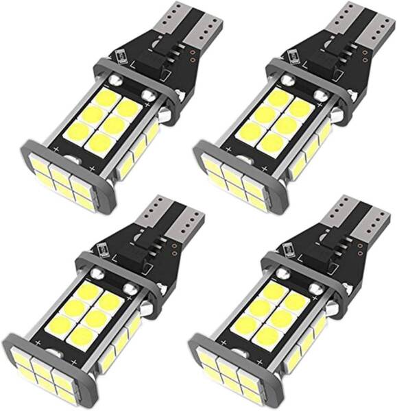 『送料無料』T16 LED バックランプ 爆光 1200LM高輝度 無極性 キャンセラー内蔵 CANBUS 24連3030 SMD 7000K ホワイト 4個 白 Ho ライト