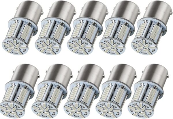 『送料無料』S25 LED シングル 24V ブルー 青 トラック サイドマーカー ランプ G18 (BA15s)P21W ピン角180° 10個 ライト Ho バルブ