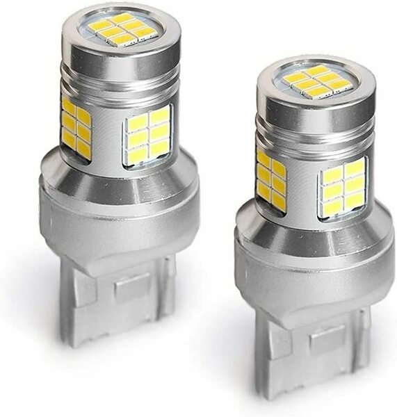 『送料無料』T20 LED バックランプ 爆光 4000lm LEDチップ 30基 12V 無極性 6500k ホワイト 2個　白　ライト　バルブ　シングル　HI