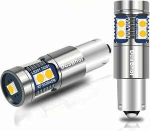 『送料無料』BAY9S H21W LED CANBUSキャンセラー内蔵 高輝度3030チップ リア フォグ ライト 120°　ランプ アンバー Du　オレンジ　バルブ