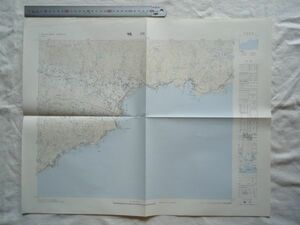 【古地図 昭和40年代】『鴨川』五万分一地形図大多喜14号 昭和43年発行【千葉 鉄道 房総西線東線 金山ダム 東条海岸 おせんころがし】