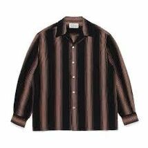 21fw WACKO MARIA ワコマリア STRIPED OPEN COLLAR SHIRT L/S (BLACK) サイズL_画像1