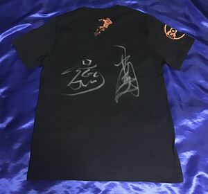  New Japan Professional Wrestling small island . player & heaven mountain wide . player with autograph shirt size M