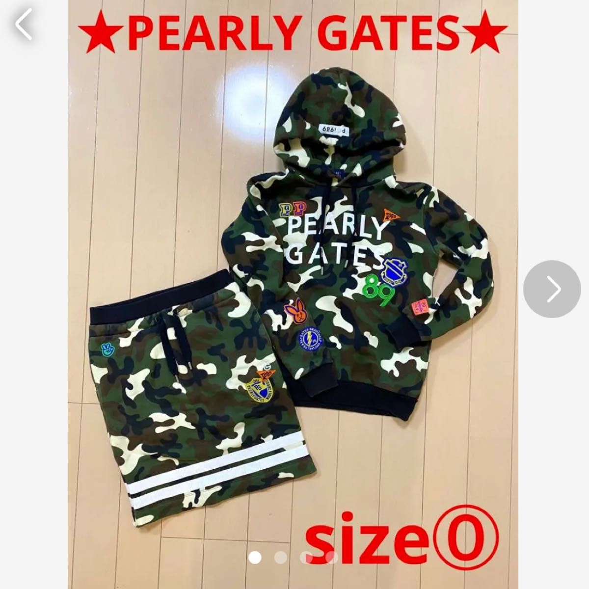 極美品 パーリーゲイツ ニット パーカー チェック スカート 0 Sサイズ