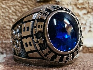 * редкий!1981 год Vintage высокий school ring.80'sVintage.19 номер. колледж. б/у одежда. Roo do блокировка Biker. море . Skull.80 годы lagido стиль 