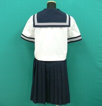 コスプレ衣装　#2998　松伏ニ中・紺色エリ白3本ラインの夏セーラーセット・前開き・サイズ175A_画像2