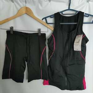 new goods unused lady's swimsuit X-TEAM SPORTS top and bottom fitness swimsuit swimsuit pink pants L size 