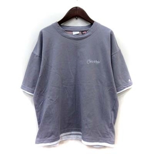 コンバース CONVERSE Tシャツ カットソー フェイクレイヤード 半袖 M 紫 パープル 白 ホワイト /YI メンズ