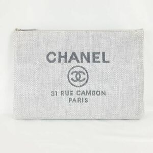 シャネル CHANEL ドーヴィル クラッチバッグ ラージサイズ グレー系 レディース