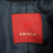 アマカ AMACA テーラードジャケット ミドル丈 シングルボタン 40 黒 ブラック /SM28 レディース_画像4