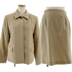  toe si-TWO:C Rena un suit setup top and bottom set jacket turn-down collar single skirt knee height beige 4 lady's 