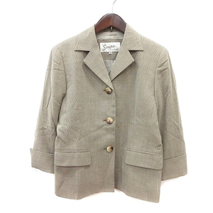  Scapa SCAPA tailored jacket unlined in the back total pattern wool 38 beige /MN lady's 