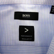 未使用品 HUGO BOSS PERFORMANCE シャツ ワイシャツ レギュラーフィット FINEST SWISS FABRIC スイス製生地 長袖 総柄 青 白 M_画像7