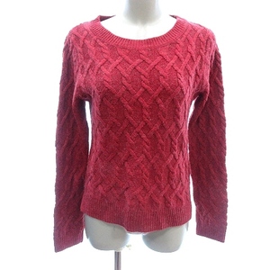  Spiral Girl SPIRALGIRL knitted sweater boat neck cable long sleeve F red red /AU lady's 
