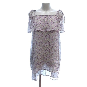  Osmosis osmosis туника рубашка блуза открытый плечо оборка лента общий рисунок French рукав ONE серый фиолетовый лиловый 