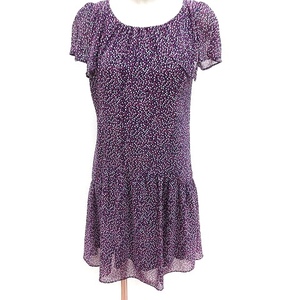  Natural Beauty Basic NATURAL BEAUTY BASIC One-piece A line Mini short sleeves total pattern S purple purple navy blue lady's 