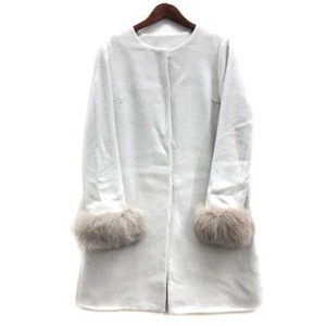  Mercury Duo MERCURYDUO wool karuze no color coat sleeve fox fur light gray S lady's 