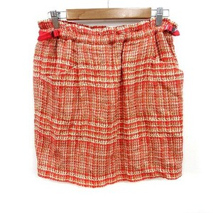  Florent FLORENT юбка шт. форма Mini общий рисунок шелк шелк 36 красный красный бежевый /RT женский 