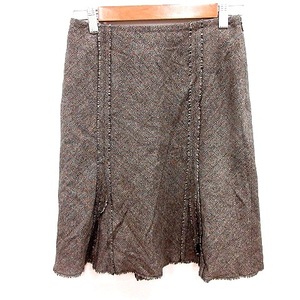  Comme Ca Du Mode COMME CA DU MODE skirt flair knee height total pattern wool 7 tea Brown /RT lady's 