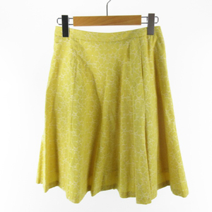 トッカ TOCCA ロングスカート 花柄 フラワー 刺繍 イエロー 黄色 コットン 2 ボトムス レディース