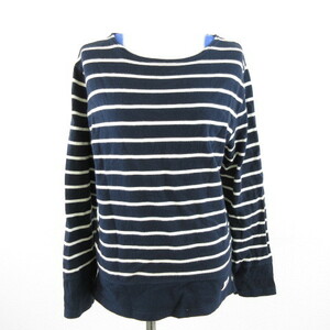  Nano Universe nano universe cut and sewn long sleeve border navy blue white M *A51 lady's 