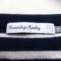 セブンデイズサンデイ SEVENDAYS＝SUNDAY ニット カットソー カットソー ワイド 長袖 丸首 ロングテール ボーダー M 紺 /HT29 レディース_画像3