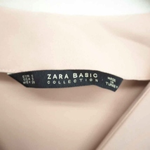 ザラ ベーシック ZARA BASIC ワンピース 膝下丈 Vネック フリル 袖シースルー 長袖 S ピンク /TT33 レディース_画像3