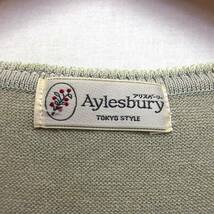 アリスバーリー Aylesbury ニット カットソー ショート丈 半袖 丸首 リボン かぎ針編み ラメ混 綿混 M ダークベージュ /HT12 レディース_画像3