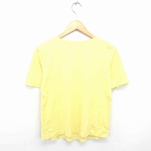 トランスワーク TRANS WORK Tシャツ カットソー 丸首 スパンコール 綿 コットン 半袖 40 黄 イエロー /TT6 レディース_画像2