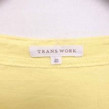 トランスワーク TRANS WORK Tシャツ カットソー 丸首 スパンコール 綿 コットン 半袖 40 黄 イエロー /TT6 レディース_画像3