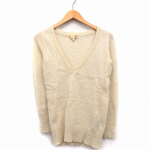  Alba Rosa ALBA ROSA knitted sweater tunic long sleeve V neck wool wool plain simple switch rib 1 beige /HT7 lady's 