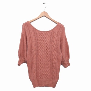  Rosebullet rosebullet knitted sweater long sleeve 7 minute sleeve cable knitted 2 beige /KT47 lady's 