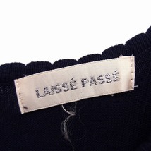 レッセパッセ LAISSE PASSE ワンピース フレア ひざ丈 ニット プリーツ フリル ハイゲージ 長袖 38 紺 ネイビー /NT17 レディース_画像3