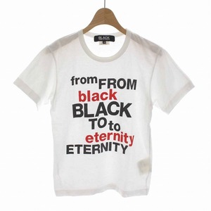 ブラックコムデギャルソン BLACK COMME des GARCONS AD2018 Tシャツ カットソー FROM BLACK TO ETERNITY TEE プリント 半袖 XS 白 ホワイト