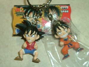 非売品 ドラゴンボール × ワンピース ディフォルメツイン キーホルダー　孫悟空 & ルフィ　バンプレスト フィギュア DRAGON BALL