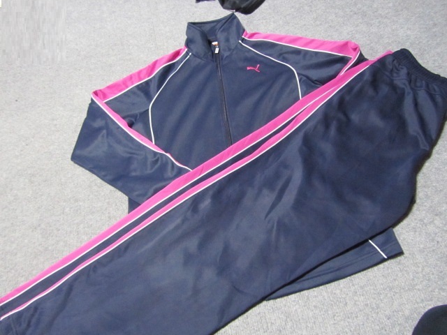 新品タグ無し/PUMA/ジャージ上下セット/ピンク×ダークネイビー/管