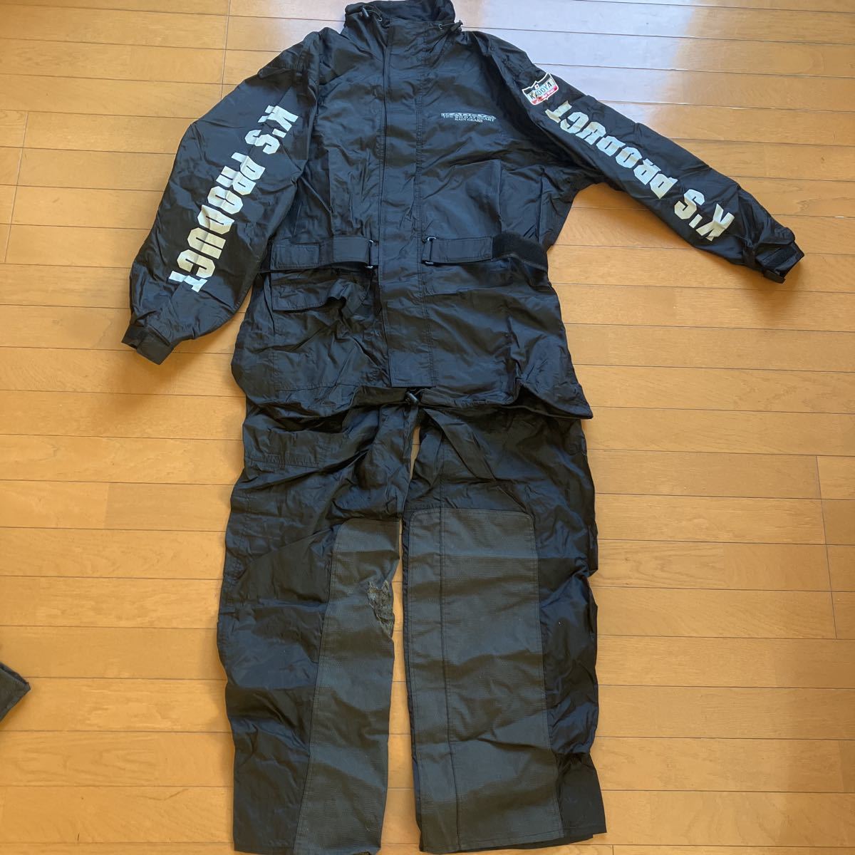 USEDバイクレインウェアLサイズ KADOYA黒