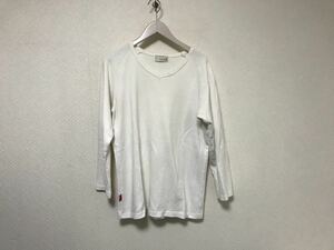 本物美和縫製ミワホウセイコットン厚手Vネック長袖TシャツロンTメンズアメカジサーフストリートビジネススーツL白ホワイト3日本製