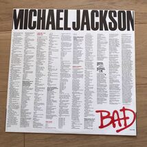LP　国内盤　マイケル・ジャクソン　BAD　MICHAEL JACKSON　28.3P-800　帯・ライナー_画像9