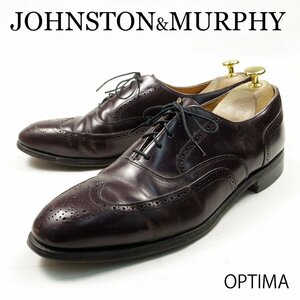 28cm相当　USA製　JOHNSTON&MURPHY OPTIMA　ジョンストン＆マーフィー オプティマ　ウィングチップドレス　内羽根　革靴　ワイン　/U6464