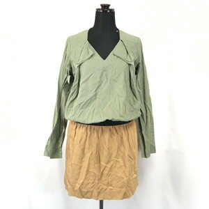 Made in Japan★MAR ENTERPRISE/メーア★長袖シャツワンピース【Women's size-M/緑/Green】Dress/Tops/Shirts◆BH33