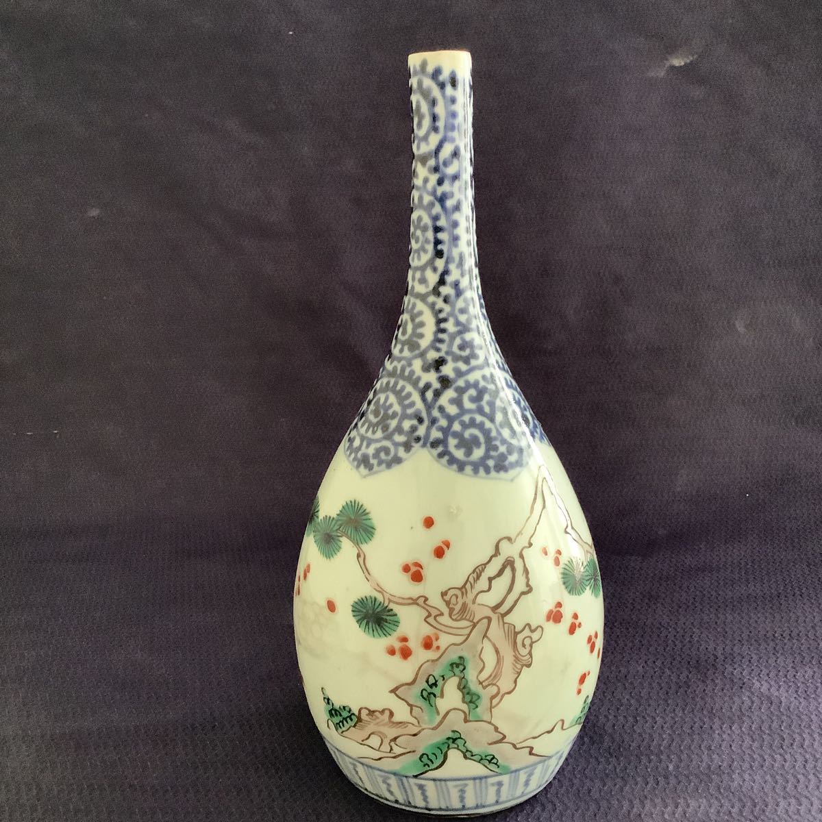 素晴らしい品質 上物 古伊萬里 両耳 獅子 飾り瓶 色絵 旧家譲り品