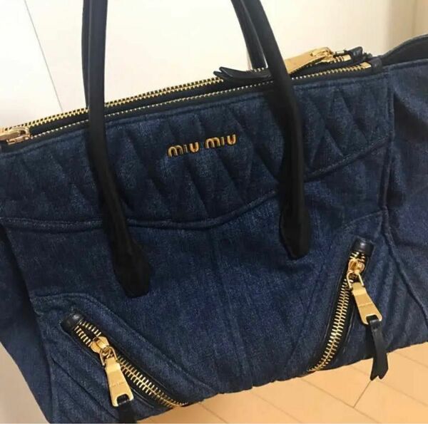 miumiu デニムバイカーバック