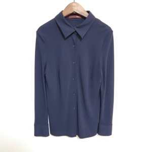 #anc Bally BALLY shirt * blouse 42 navy blue see-through Italy made lady's [771205]