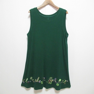 #sxctokkoTOKUKO1erVOL tunic 9 green no sleeve floral print embroidery lady's [699656]