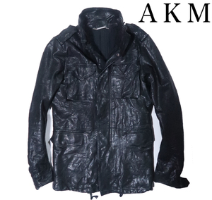 ■ AKM 超美品 山羊革 定価 22万円 越え M-65 ミリタリー ビンテージ M ゴートスキン ブラック wjk riri ZIPPER ■