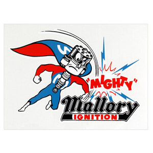 ヴィンテージレーシングデカール “MIGHTY Mallory IGNITION“ 縦9.5×横12.8cm クリアフィルムタイプ